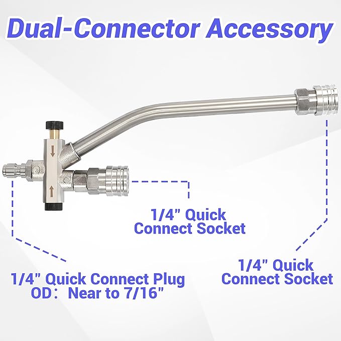 Tool Daily Foam Cannon for Pressure Washer with Double Tip Attachment, Dual Lance Wide Mouth Soap Cannon, 5 Power Washer Sprayer Nozzles, 1/4" Quick Connect, 3600 PSI