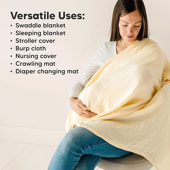 4-Pack Muslin Swaddle Blankets for Boys, Girls - Organic Baby Swaddles for Newborns, Soft & Breathable Receiving Baby Blankets for Girl, Boy, Neutral, Newborn Essentials Gift (Lavender)