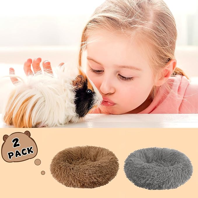 PETKNOWS 2-Pack Winter Guinea Pig Beds Hamster Bed Small Animal Hideout | Thickened Plush and PP Cotton Fabric, Guinea Pig and Hamster Bed, Keeping Warm and Safe, 30cm Size with Inner Cushion