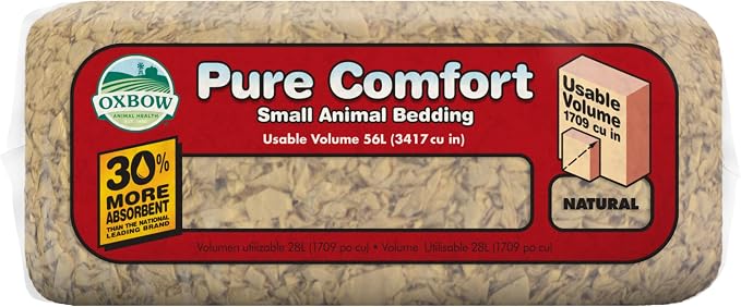 Oxbow Small Animal Bedding, Hamster, Guinea Pig, Rabbit, Natural, USA, 28 L | Pure Comfort, Hamster Bedding, Guinea Pig Bedding, Low Dust, Virgin Paper, Litter Box, Bunny, Rats, Gerbils, Chinchillas