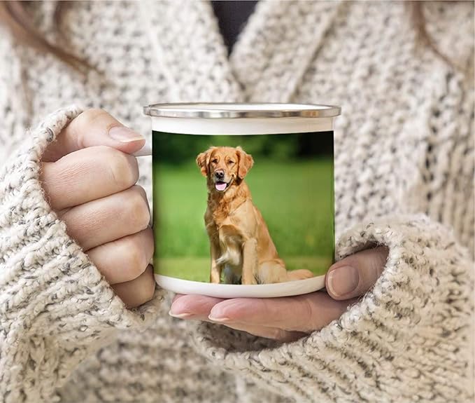 Andaz Press Personalized 11oz. Stainless Steel Custom Campfire Coffee Mug, Custom Mug With Picture, Logo, or Text, Includes Gift Box