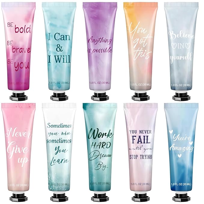 10 Pack Employee Appreciation Team Gifts Bulk Travel Size Hand Cream Inspirational Natural Fragrance Hand Lotion Christmas Winter Thank You Gifts for Women Teacher Nurse Coworker Staff Baby Shower