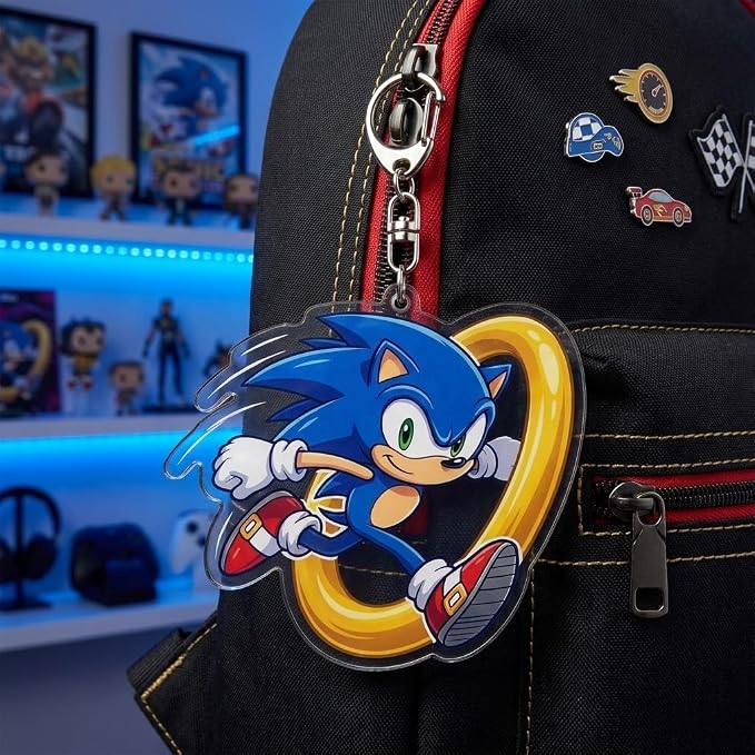 PumpCar Acrylic Keychain Double-Sided Charm Key Ring with Metal Clip Backpack Charm Bag and Car Key Accessory Collectible