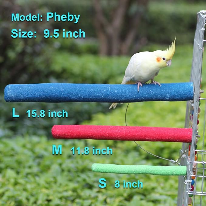 Bird Perch Rough-surfaced Nature Wood Stand Toy Branch for Parrots | Natural Quartz Sand Perch for Grinding Nails Trimming Macaw Congo African Gray Amazon Cockatoo Easy Install Cage Accessories