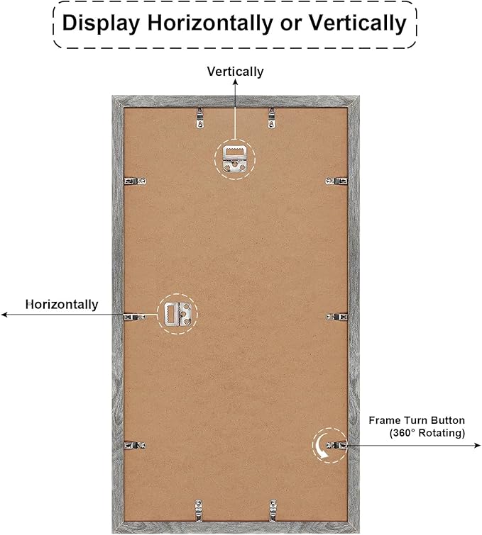 11.8x21.8 Collage frame with 8 Openings 4X6 Pictures, Multiple Picture Frame with Mat, Wall or Tabletop Decor, Grey Wood Grain,2 Pack