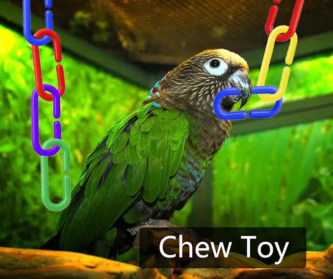 200Pcs Rainbow C-Clips Plastic Chain Links for Birds & Small Pets | Non-Toxic Safe & Durable. Chew-Resistant For Indoor/Outdoor. C-Clip Snaps Together Easily. Plastic Chain Toy For Small Pets