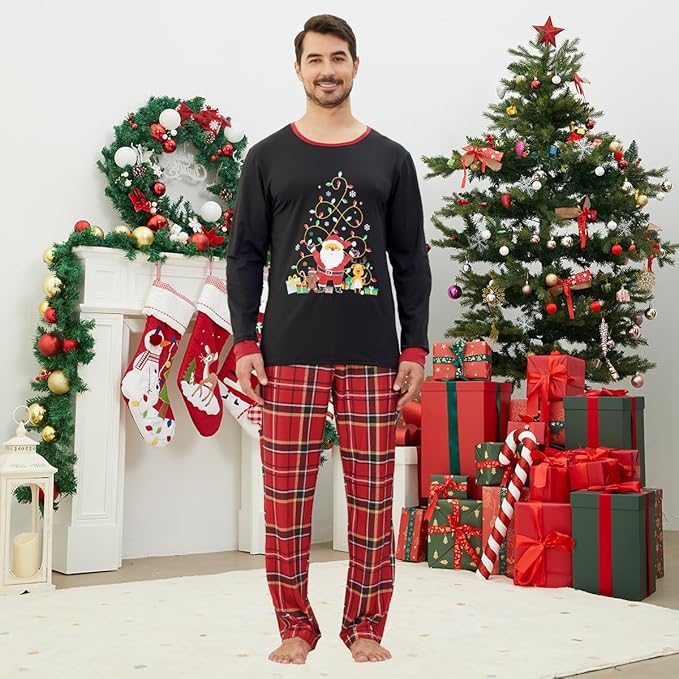 YIJIU Christmas Pajamas Cute Deer Print Long Sleeve Totem PJS Set