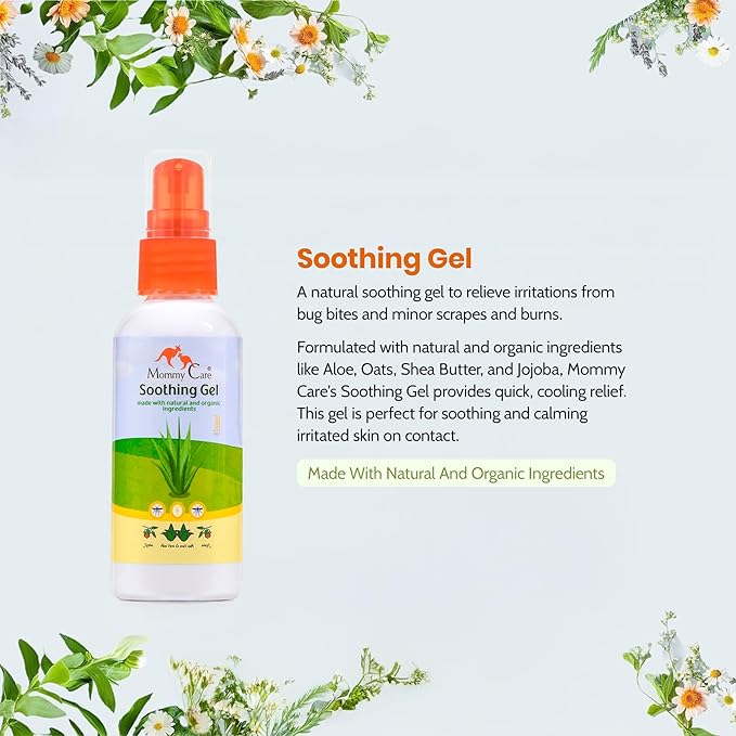 Mommy Care Soothing Gel – Aloe Vera Formula for Fast-Acting Sunburn & Bug Bite Relief, Cooling & Calming Skincare Solution, 70 ml / 2.03 fl oz