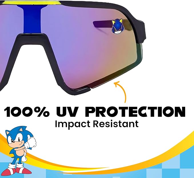 ARKAID Sonic the Hedgehog Boys Sunglasses | 100% UV Protection | Official Sega Sonic the Hedgehog Boys Sunglasses | Impact Resistant | Gift Idea | Fits Most Kids