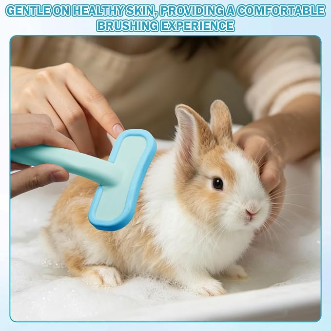 1Pcs Rabbit Bunny Soft Brush, Practical Brush for Rabbits Grooming, Soft Silicone Small Animal Massage Comb, Bunny Grooming Kit Supplies Suitable for Cats Puppies & Other Pets(Blue)