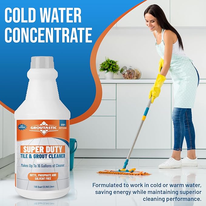 Super Duty Degreaser Heavy Duty Tile & Grout Cleaner for Kitchens, Bathrooms & Floors Removes Grease & Deep Stains Concentrated