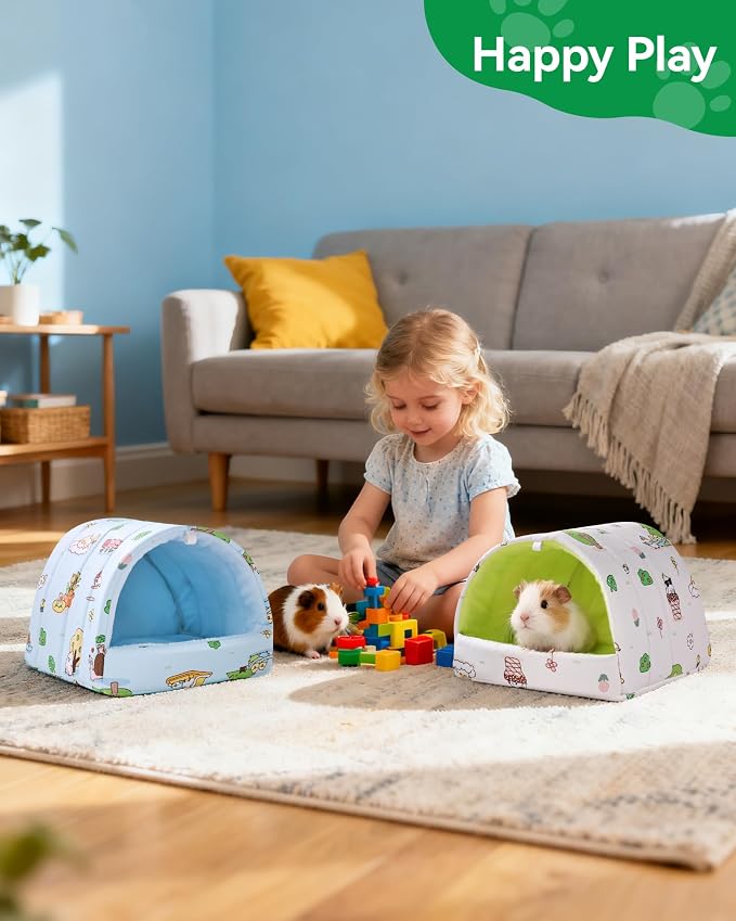 2 Pcs Guinea Pig Hideout Guinea Pig House,Washable Hamster Hideout Small Animal Cage Accessories for Mouse Chinchillas Hamsters Hedgehogs Ferrets Bearded Dragons and Rats