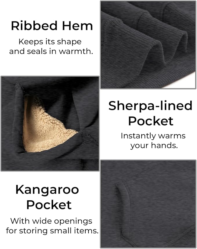 Boladeci Men's Sherpa Lined Hoodie Sweatshirts Heavy Fleece Cotton for Winter Cold Weather