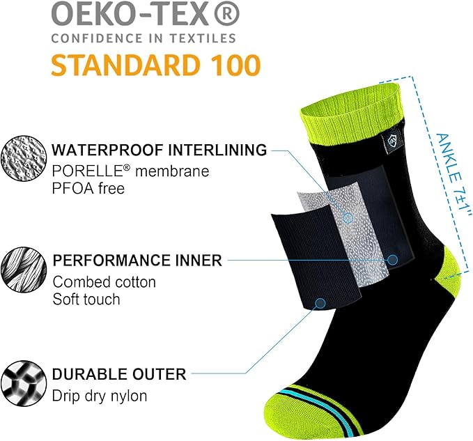 DexShell Waterproof Everyday Socks - Breathable Membrane, Quarter Crew Length for Walking, Commuting & All-Weather Comfort