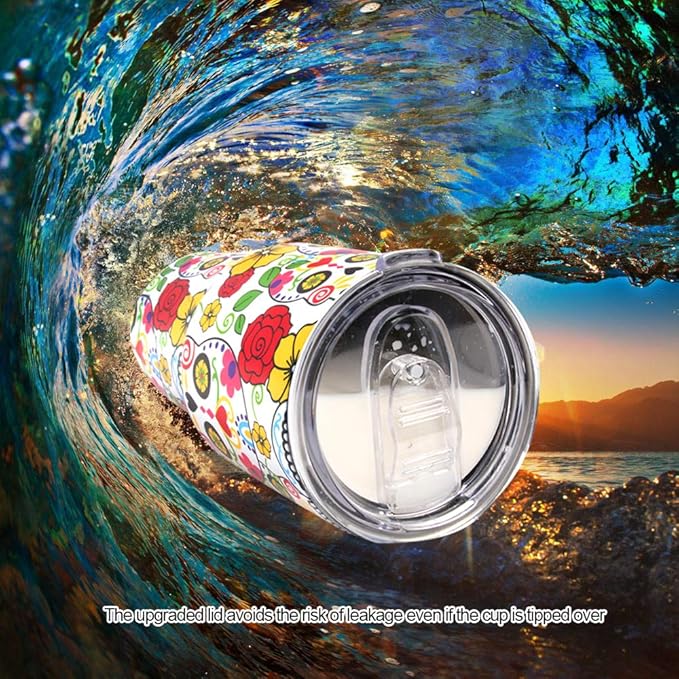 Jormungand 30 oz Tumbler Stainless Steel Vacuum Insulated Travel Mug with Leak Proof Lid Double Wall Coffee Cup Water Bottle for Cold Beverages 30oz tumbler Sugar Skull