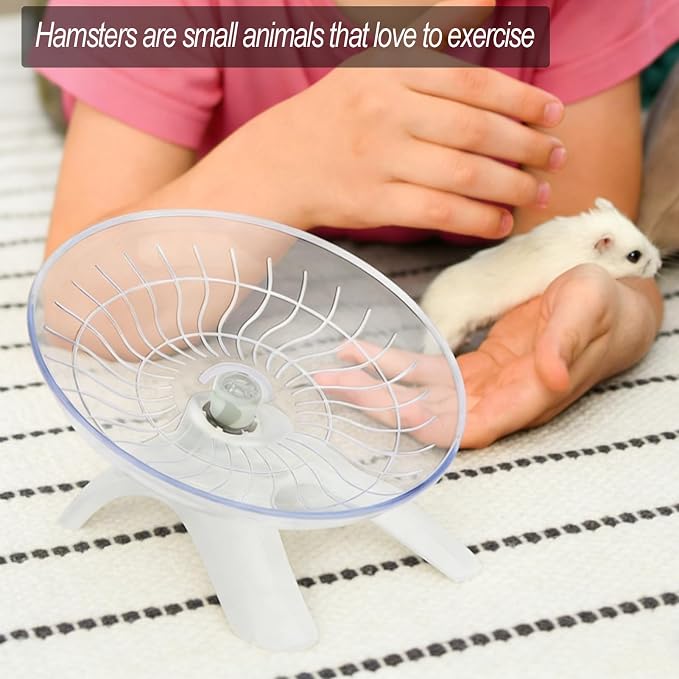 Hamster Wheel, Hamster Flying Saucer Silent Running Exercise Wheel for Hamsters, Gerbils, Mice,Hedgehog and Other Small Pets Silent Running Wheel Hermit Crab Wheel(White)