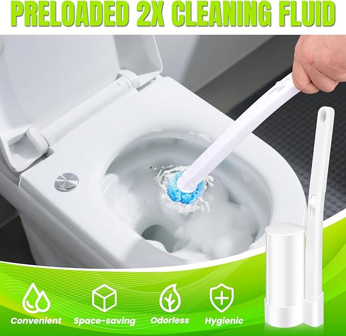 KOKL Disposable Toilet Bowl Wand Refills, Toilet Refill Pads, Disposable Toilet Brush Heads for Bathroom Cleaning, 48 Count