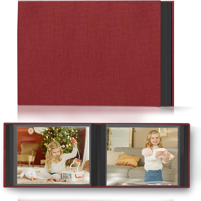 Popotop Photo Album 4x6 48 Pockets for Wedding Gifts,Linen Hardcover Picture Albums for Family Anniversary Baby Vacation Pictures