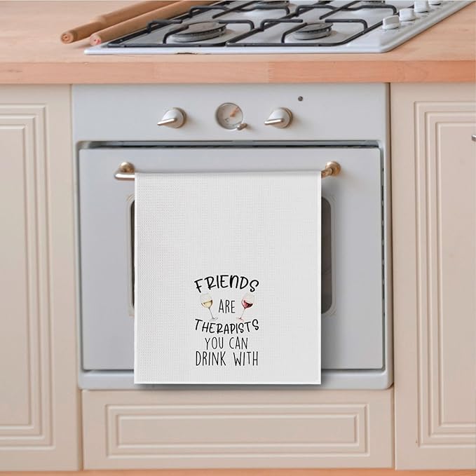 Friends and Wine Kitchen Towels, Wines Lovers Gifts Dish Tea Bar Towels for Kitchen Bar Cart Decor, Wine Gifts for Women Men Decorative Hand Towels, 16x24 Inches