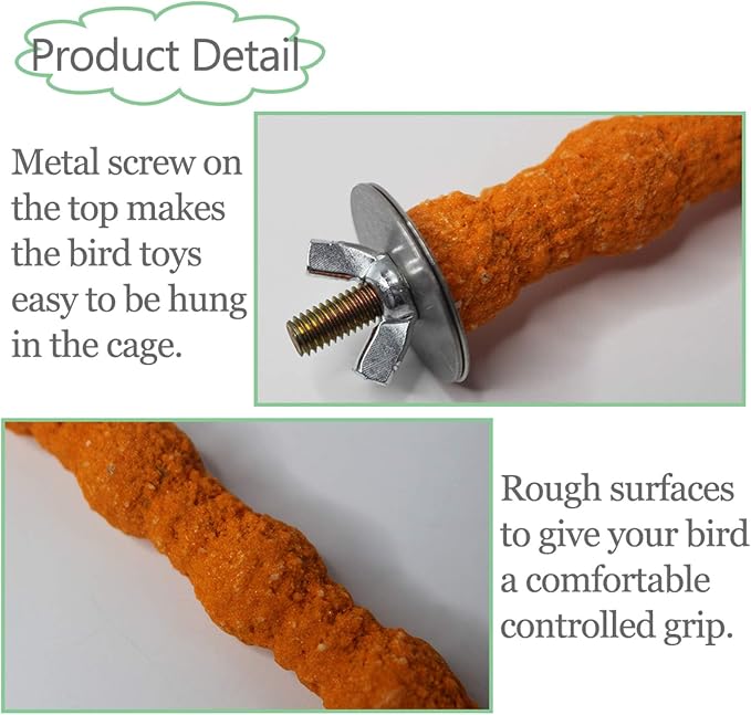kathson 5 PCS Bird Perch Parrot Stand Cage Accessories Natural Wooden Stick Paw Grinding Rough-surfaced Chew Toy for Cockatiels,Cockatoo,Lorikeet,Conure,Parakeet (Random Color,6.29inch)