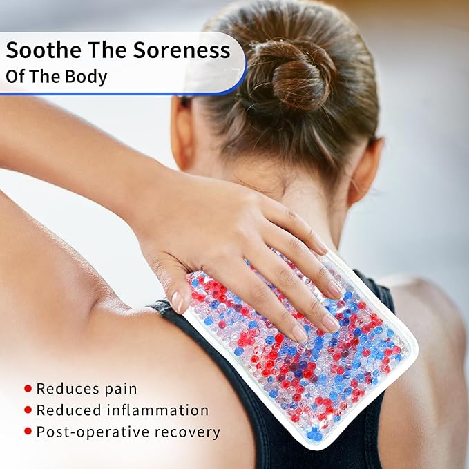 Gel Ice Pack Ice Bag with Strap-1 Pack Reusable Hot & Cold Pack Compress for Knee, Shoulder, Foot, Back, Ankle, Neck, Hip, Elbow, Wisdom Tooth-7.76''x4.93''