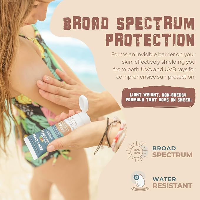 SPF 45 Reef Safe Mineral Sunscreen for Kids & Sensitive Skin with Non-Nano Zinc Oxide, Non Toxic Kids Sunscreen for Face & Body, Natural Organic Sunblock, Travel Size, Vegan 2.5 Fl Oz