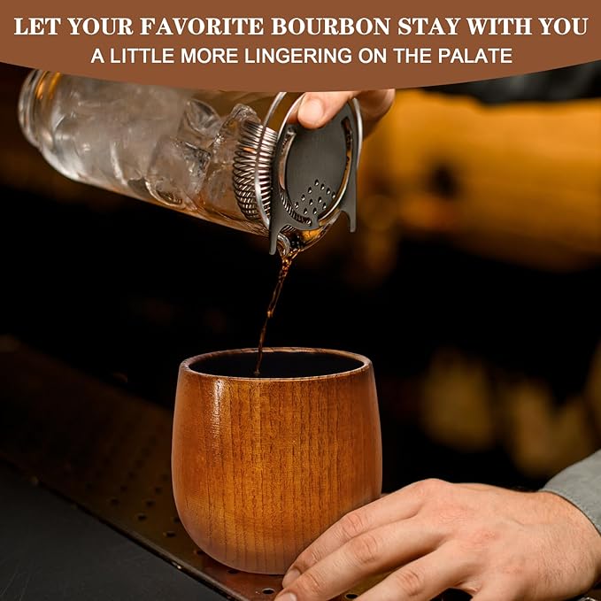 Charred Wooden Bourbon Drinking Glass Whiskey Tumbler - Wooden Old Fashioned Glass Made of Oak Great Whiskey Gifts for Men