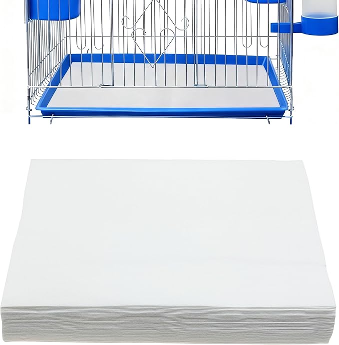 100 Sheets Bird Cage Liner Papers, Disposable Bird Cage Paper Liners, Cuttable Pet Animal Cages Cushion, Precut Absorbent Bird Paper for Bird Parrot Small Animal, 6.7 x 10.2''