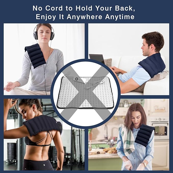 UNCN Microwave Heating Pad 7x17 Inches | Microwavable Heat Pad for Pain Relief | Reusable Bean Bag | Weighted Hot Pack for Neck, Shoulder, Cramps, Back | Warm Compress