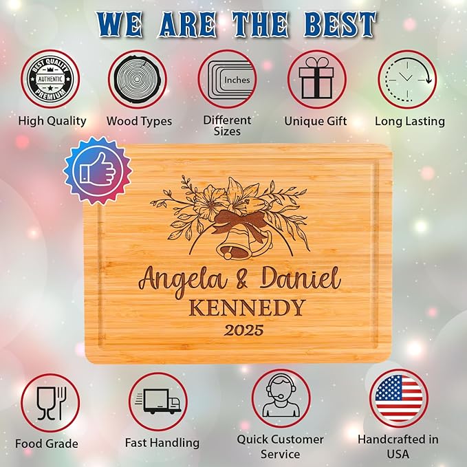 Personalized Cutting Board for Christmas 2025 Gifts, Custom Engraved Wood Cutting Board for Housewarming, Anniversary, New Home, Wedding, Engagement, Christmas Good Gift Idea for Couple, Parent, Women