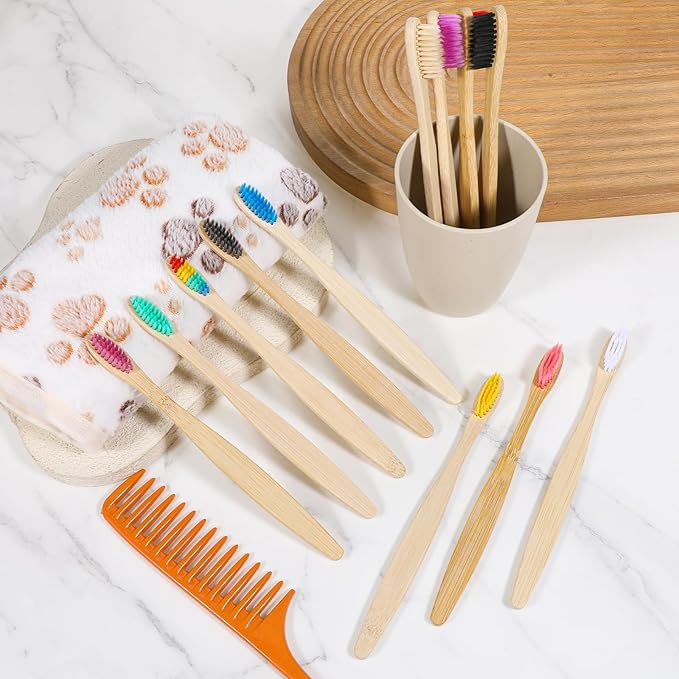 120PCS Bamboo Toothbrushes, Prepasted Disposable Toothbrush, Bulk Soft Bristle Toothbrushes for AdultsTravel Family Hotel Use and Homeless Gift, Individually Wrapped, 12 Color