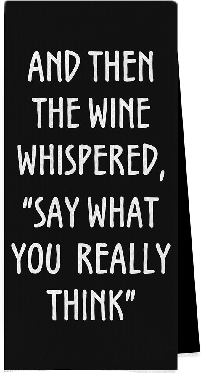Gqtt Wine Lovers Dish Towel - Funny Kitchen Towels, Decorative Waffle Weave, Tea Hand Towel, 1624 Inches (Black)