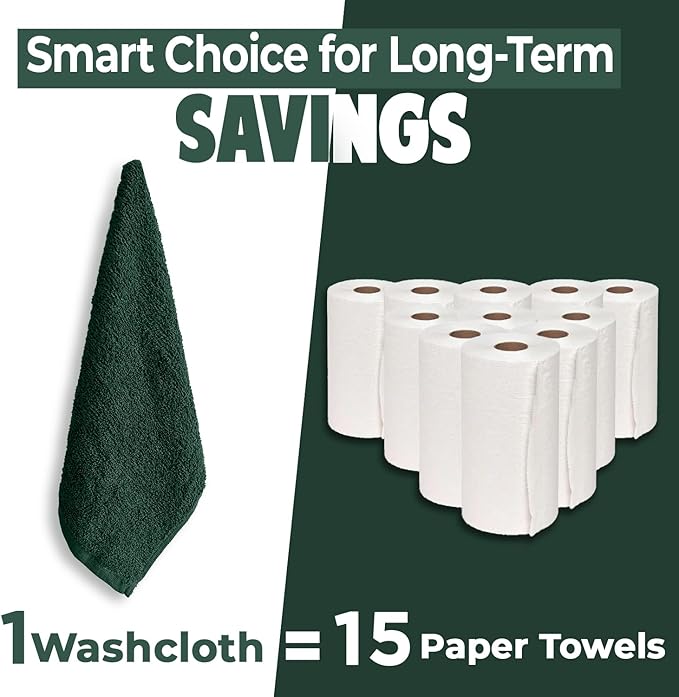 DAN RIVER 100% Cotton Christmas Gift Washcloths 24 Pack Premium Quality Face and Body Cloth, Quick Dry Essential Towels for Bathroom, Hand, Kitchen & Cleaning | 12X12 in | 400 GSM | Red & Green combo