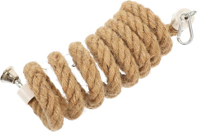 LIOOBO 2M Bird Parrot Climbing Rope Perch Bungee Toy Flexible Cotton Rope Swing for Parakeet Cockatiel Conure African Grey Macaw Cage Accessories Spiral Hanging Stand
