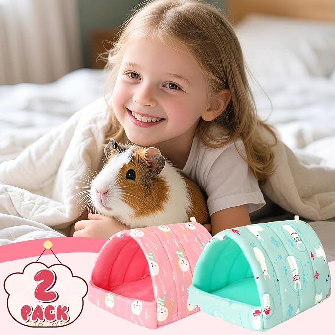 UPINS 2 Pack Guinea Pig Bed, Guinea Pig Hideout | Washable Small Animal House Cage Accessories,for Dwarf Rabbits Chinchillas Hamsters Hedgehogs Ferrets
