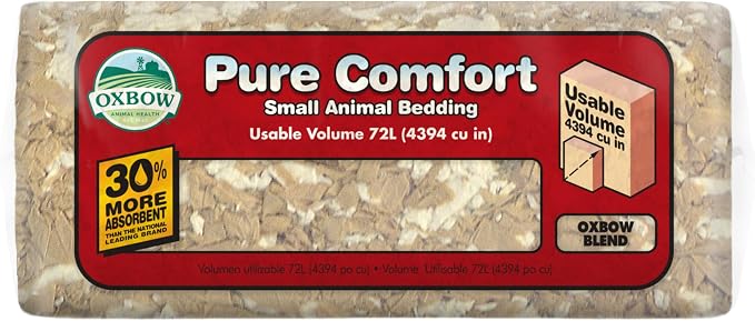 Oxbow Small Animal Bedding, Hamster, Guinea Pig, Rabbit, Blend, USA, 72 L | Pure Comfort, Hamster Bedding, Guinea Pig Bedding, Low Dust, Virgin Paper, Litter Box, Bunny, Rats, Gerbils, Chinchillas