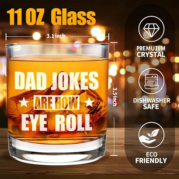 Funny Dad Whisky Glass Birthday Gifts for Dads from Daughters Dad Jokes 11Oz Whisky Glass Christmas Fathers Day Presents for Dads Who Wants Nothing from Sons