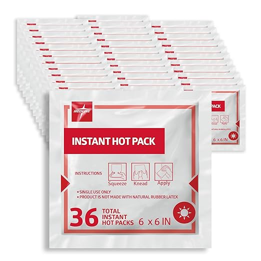 Medline Instant Warm Pack, Disposable, 6" x 6", Economical, 36 per Pack, Heat Packs for Pain Relief, Muscle Soreness and Increased Blood Flow