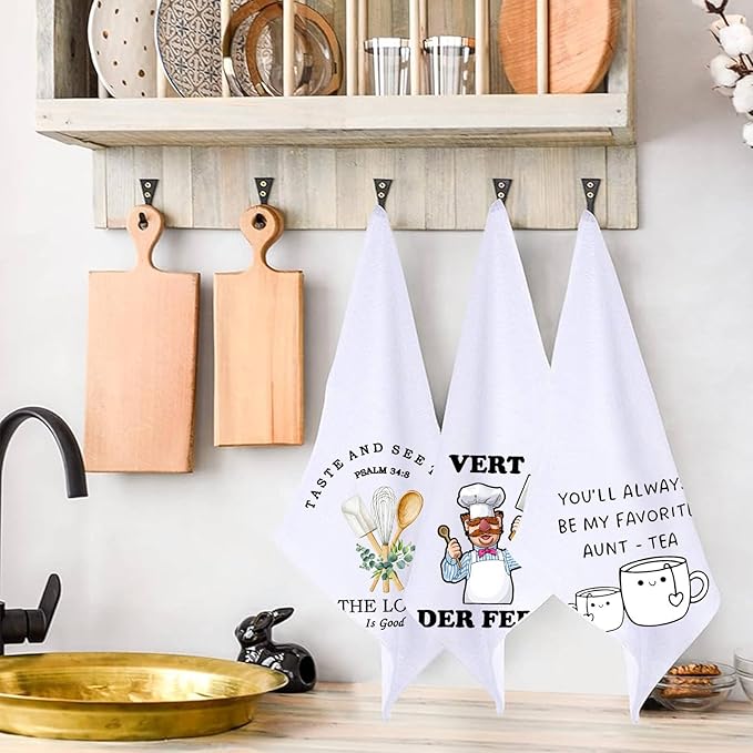 Modern Cartoon Cat Kitchen Towels with Judging You Silently Meow Design Dish Towel Tea Towel Absorbent Hand Towels for Bathroom Kitchen Home Decor,Cat Love Gifts for Women,Men,Hostesses