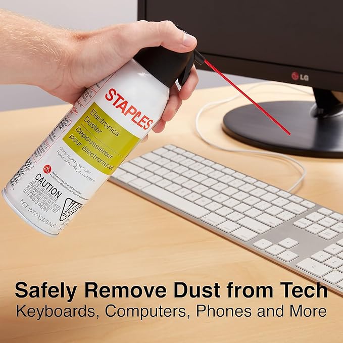 Staples Compressed Air Duster – 10 oz. Can for Electronics, Keyboards & Office Devices