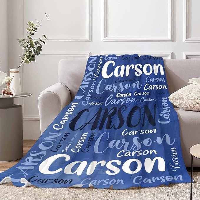 Personalized Custom Baby Blanket with Name for Girls Boys Kids Customized Flannel Blanket for Bed Nursery Room Baby Stroller