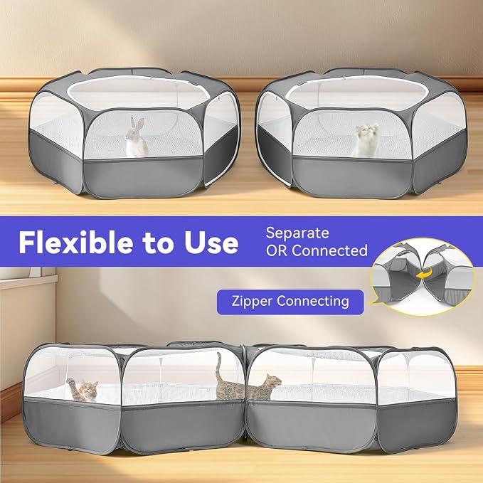 Pawaboo Small Animals Playpen, Large Chick Brooder with Zipper Splicing | Portable Chicken Coop Run, Pop Up Pet Enclosure Cat Tent for Guinea Pig Bunny Puppy Indoor Outdoor