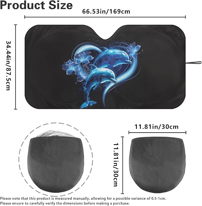 Loving Dolphin Front Window Sunshades All Seasons Front Windshield Sun Visor Protector 66.5x34.4inches Car Accessories for Car Pickup Truck SUV