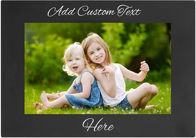 Personalized Add Your Custom Text Engraved Anodized Aluminum Hanging/Tabletop Personlized Group Family Photo Picture Frame 5x7-inch Horizontal Black
