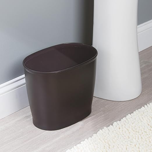 iDesign Slim Plastic Bathroom Trash Can, Small Garbage Bin for Bedroom, Office, Desk, Dorm, 2-Pack, Bronze