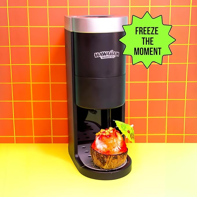 Hawaiian Shaved Ice S777 Snow Cone and Shaved Ice Machine with Blade Adjustment Knob and 5 Reusable Plastic Ice Mold Cups. Great for Granitas, Seltzers, Italian Soda and More 120V, Matte Black