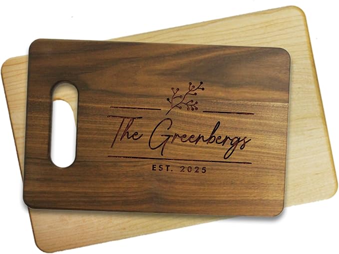 Custom Personalized Walnut, Bamboo or Maple Wood Cutting Board - Engraved and Monogrammed for Wedding, Anniversary, Couples