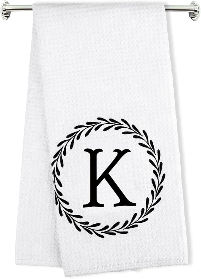 Monogrammed Hand Towels Name Ini-tial Letter K Kitchen Towels,Personalized Gifts for Women Wife Mom,Monogram Dish Towel Decorative Tea Towel 17x23 Inch,for Kitchen Bathroom