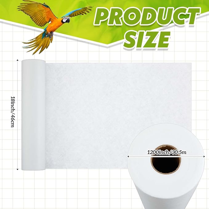 Drydiet Cage Liner for Birds, 100 ft x 18 Inch, Parakeet Cage Liners | Disposable, Precut Absorbent Bird Paper Accessories, for Pet Animal, Parrot, Parakeet, Conure, Superior Absorbent Liner