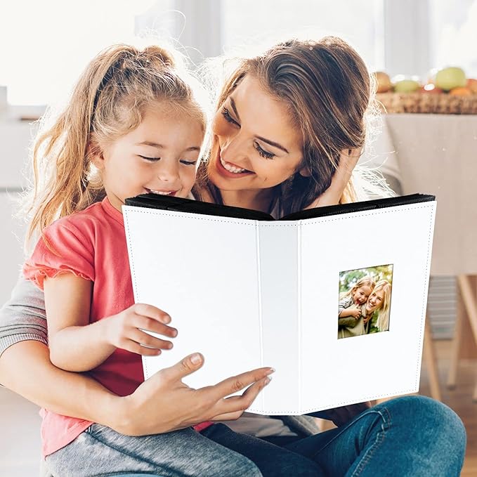 Ywlake Photo Album 4x6 300 Pockets, Leather Photo Albums Holds 300 Horizontal Only Pictures White